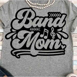 Band SVG DXF JPEG Silhouette Cameo Cricut band moeder svg opstrijkbare band moeder groep shirt Marching Band shirt muzieknoten liefde percussie trompet