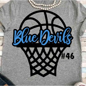 Baloncesto SVG DXF JPEG Silueta Cameo Cricut imprimible Hierro de baloncesto en mamá de baloncesto Blue Devils camiseta de baloncesto cheer svg cowboys