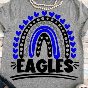 Professor SVG DXF JPEG Silhueta Cameo Cricut imprimível corações ferro em Eagles Futebol arco-íris beisebol líder de torcida espírito escolar camisa arte