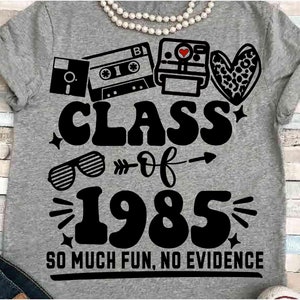 Reunion SVG DXF JPEG Silhouette Cameo Cricut Class of 1985 png camera group spirit shirt leopard 85 virtual fun 37 years senior class 80s