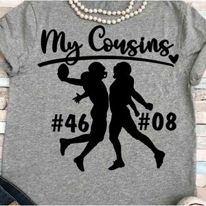 Football SVG DXF JPEG Silhouette Cameo Cricut printable Football iron on cousins sign My cousin football Two players group two on team fam