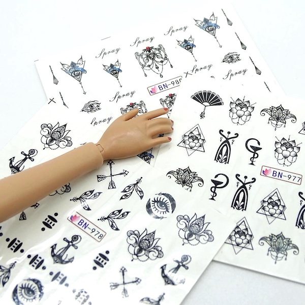 FashionDoll tattoo Sheet black and white