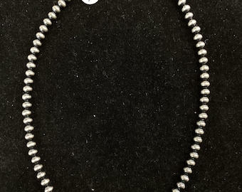 Navajo pearl necklace - 16in 5mm, sterling silver