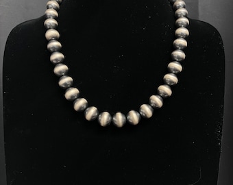 Sterling Silver Navajo Pearls 14mm Beads, 20 inches