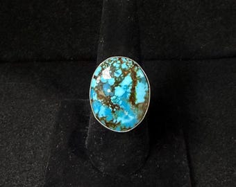 EMT, Navajo, Turquoise Ring in Sterling Silver, Size 9
