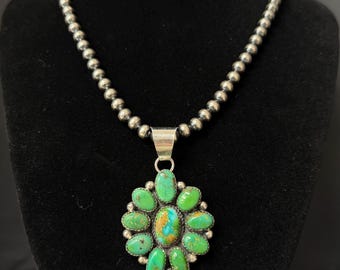 P. Johnson, Navajo, Sonoran Gold Cluster Pendant in Sterling Silver