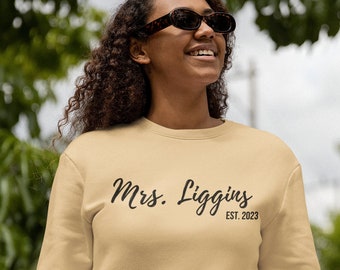 Personalized Gift * Custom Mrs. Shirt with Name/Date * Bridal Shower * Wedding Gift * Bride to Be * Custom Bridal Gift * Bride Sweatshirt