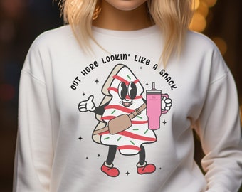 Boojee hier ziet eruit als een snackshirt, kerstboomtaartshirt, kersttaartshirt, kerstsweatshirt, kerstcrewneck