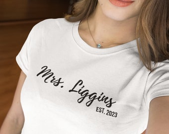 Personalized Gift * Custom Mrs. Shirt with Name/Date * Bridal Shower * Wedding Gift * Bride to Be Gift * Custom Bridal Gift * Bride T-Shirt