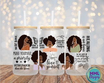 Dagelijkse affirmaties zwarte vrouwen * Inspirerend glas * 16 oz Libbey-glas * Black Girl Magic * Zwarte vrouwen * Positieve affirmaties * Cadeau