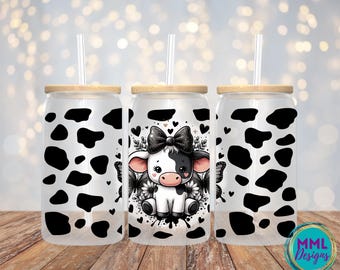 Grillige vlinderkoe * 16 oz mat of helder glas * IJskoffieglas * Cadeau