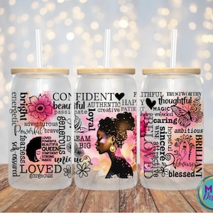 Dream Big * Inspirational Glass for Black Woman * 16oz Libbey Glass * Black Girl Magic * Black Women * Positive Affirmations * Gift