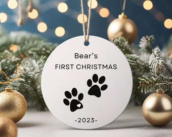 Dogs First Christmas Ornament * Custom Dog Paws Ornament * Personalized Pet Ornament * Puppy Ornament * Dog Lover Gift * Dog Christmas Gift