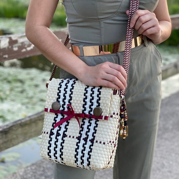 Recycled Plastic Mexican Purse. Bag with Charms. Multicolor Bag. Cute Purse. Mexican Artisanal Purse. Handmade Bag. Over the Shoulder Bag.