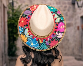 Mexican Palm Hat. Embroidered Hat. Colorful Floral Hat. Traditional Mexican Fedora. Mexican Sombrero. Floral Panama Hat. Mexican Panama Hat