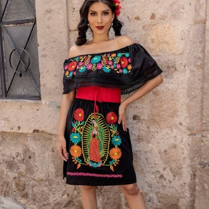 Our Lady of Guadalupe Mexican Dress. Floral Embroidered Dress. - Etsy Canada