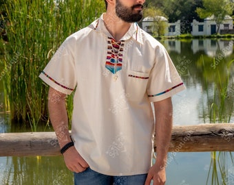 Guayabera Mexicana Camisa Tradicional de Manta para  Guayabera Formal de Camisa Formal
