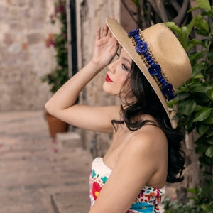 Sombrero Artesanal Mexicano de Palma. Sombrero Mexicano Tradicional. Sombrero estilo Bohemio. Moda Mexicana Etnico. Sombrero Elegante Floral