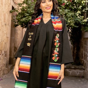 2024 Mexican Graduation Stole Sash. Mexican Serape Stole. Mexican Graduation. Multicolor Graduation Stole. Mexican Themed Graduation Stole. Negro