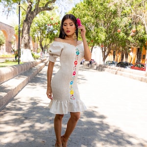 Embroidered bodycon dress hot sale