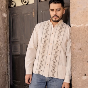 Mens Mexican Traditional Shirt. Ethnic Embroidered Guayabera for Men. Formal Button Up Shirt. Traditional Style. Mexican Fiesta. Wedding.