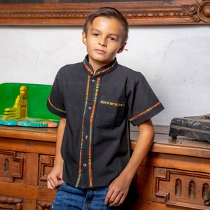 Boys Mexican Traditional Shirt. Guayabera for Boys. Artisanal Boys Button Up Shirt. Collared Shirt. Traditional Style.