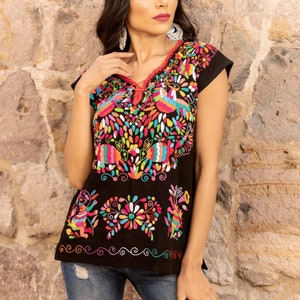 Traditional Mexican Blouse. Size S - XL. Boho Chic. Artisanal Ethnic Top. Colorful Mexican Blouse. Floral Embroidered Blouse. Latina Style