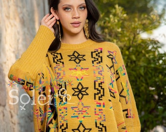 Artisanal Mexican Poncho. Mexican Poncho with Sleeves. Multicolor Poncho. Traditional Mexican Poncho. Mexican Sweater Poncho.