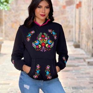 Floral embroidered logo hoodie sale