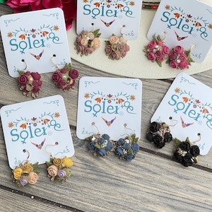 Mexican Artisanal Earrings. Handmade Flower Earrings. Mexican Earrings. Mexican Wedding Jewelry. Traditional Mexican Jewelry. Gifts for her.