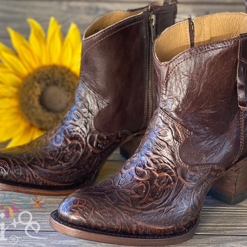 Women's Mexican Bootie. Ankle Boot.handmade Leather Etsy
