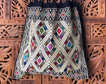 Traditional Embroidered Bag. Mexican Morral Bag. Embroidered on a Waist Loom. Colorful Mexican Bag. (Various Colors Available)