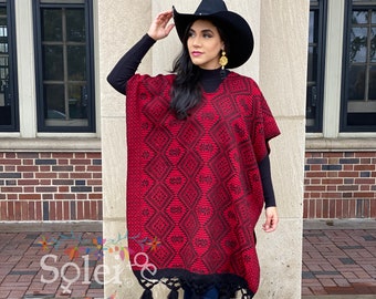 Mexican Full Body Poncho. Artisanal Mexican Poncho. Traditional Poncho. Mexican Poncho with Fringe. Fall/Winter Style Poncho.