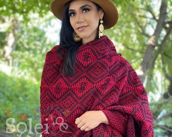 Mexican Embroidered Shawl. Mexican Traditional Shawl. Mexican Design Shawl. Embroidered Blanket Wrap. Colorful Blanket Wrap.