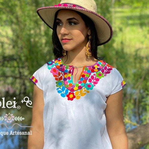 Hand Embroidered Mexican Blouse 