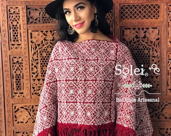 Mexican Embroidered Poncho. Fair Isle Poncho. Mexican Traditional Poncho. Formal Poncho. Hand Embroidered Poncho. Mexican Fiesta Shawl.