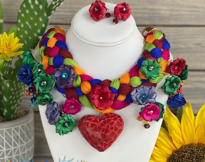 Collier Mexicain Vintage En Perles De Verre Tressées – Sautoir Indien Ancien Jamais Porté