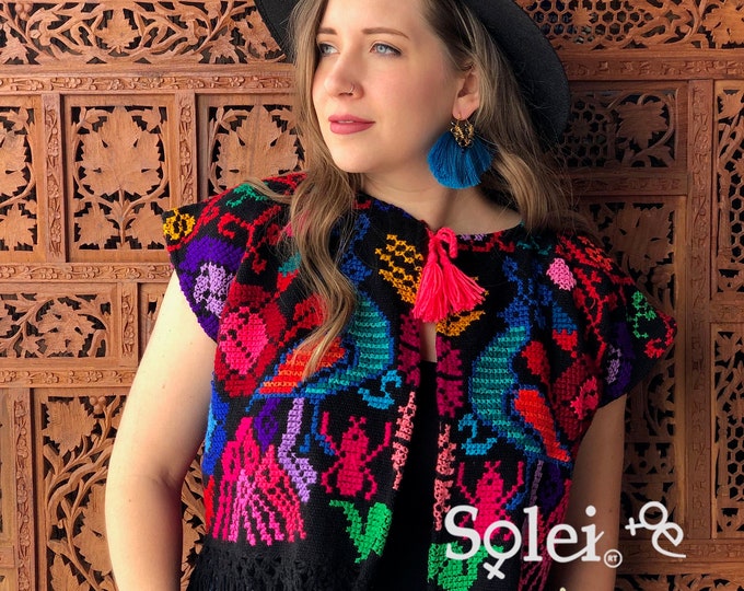 Mexican Embroidered Vest. Mexican Traditional Torera. Floral