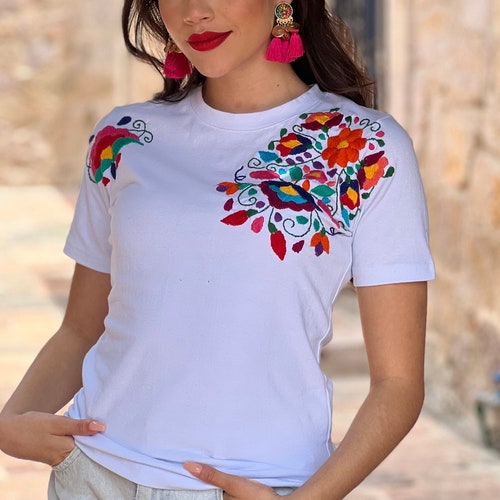 Mexican Floral Embroidered Blouse. Size S 3X. Colorful - Etsy