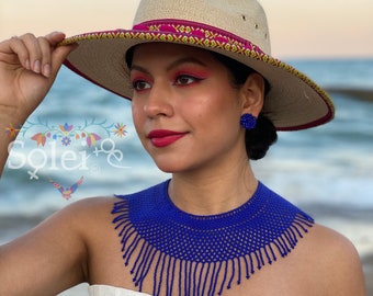 Set Necklace and Earrings. Huichol Necklace. Artisanal Mexican Jewelry. Beaded Artisanal Jewelry Set.