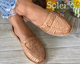 Mexican Leather Huaraches. Authentic Mexican Leather Shoes. Handmade Leather Huaraches. Artisanal Shoes. Mexican Flats. Gift for Her.