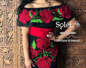 embroidered floral mexican dress