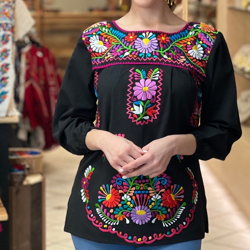Mexican Floral Embroidered Blouse 