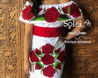 black and red mexican dress