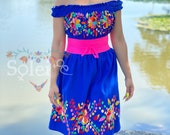 Mexican Hand Embroidered Dress. Mexican Floral Dress. Traditional Mexican Dress. Off the Shoulder Dress. 5 de Mayo Dress. Bridesmaid Dress.