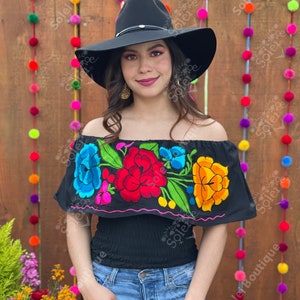 Blusa negra mexicana Etsy Mexico