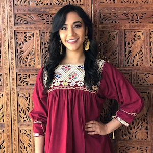 Hand Embroidered Larrainzar Blouse. Long Sleeve Blouse. Artisanal Blouse Embroidered on a Waist Loom. Mexican Blouse.