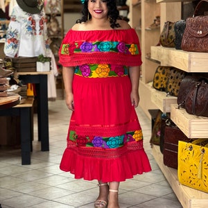 Mexican Traditional Dress. Floral Embroidered Dress. Mexican - Etsy