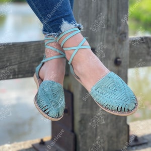 Lace Up Mexican Sandals. All sizes Boho-Hippie Vintage. Mexican Woven Leather Flats. Mexican Huaraches. Summer Mexican Sandals.