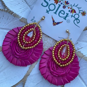 Palm Leaf Handwoven Earrings. Ethnic Style. Bohemian Jewelry. Mexican Artisanal Earrings. Typical Mexican Earrings. Gift for Her. Best Gift.